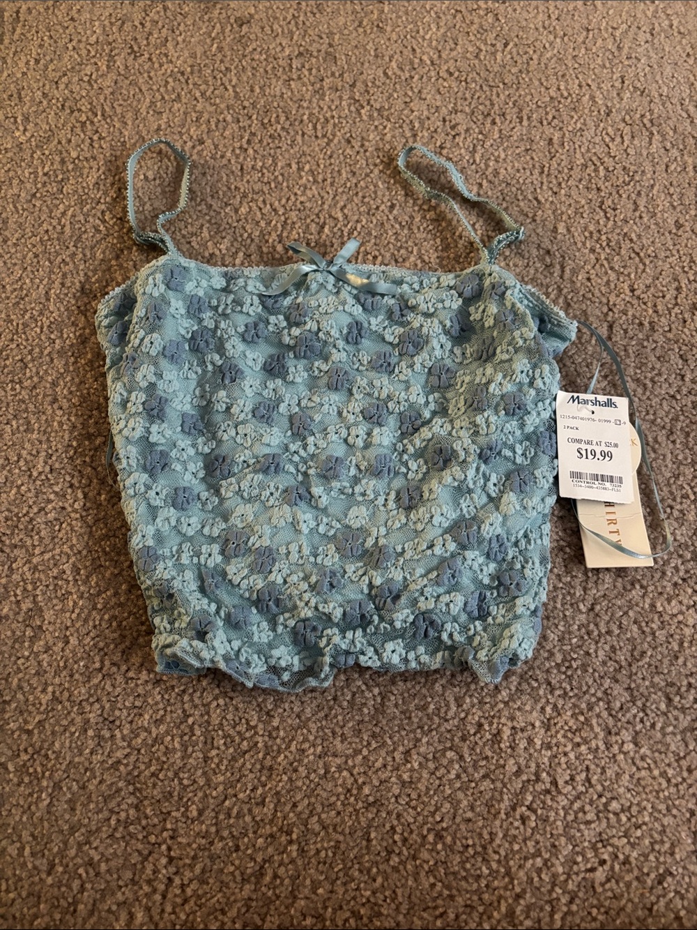 Thirty/Thirty Marshalls Seafoam Lace Floral Cami size small NWT